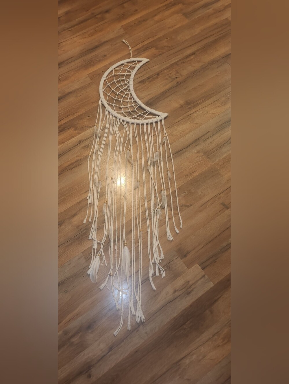 Boho Crescent Moon Macrame Wall Hanging - Cream